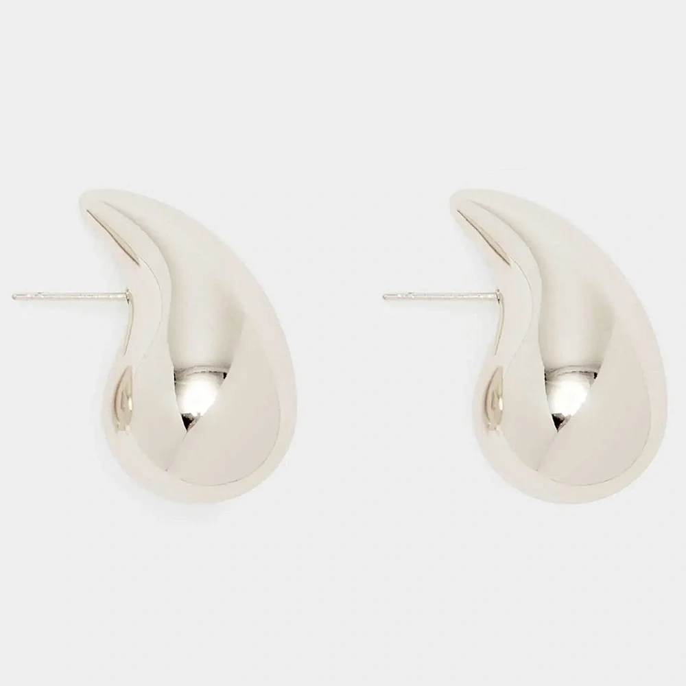 NWT SET OF 2❣️❣️Silver & Gold Oversized Teardrop Stud Earring 🪩⭐️🩶 - Picture 4 of 7
